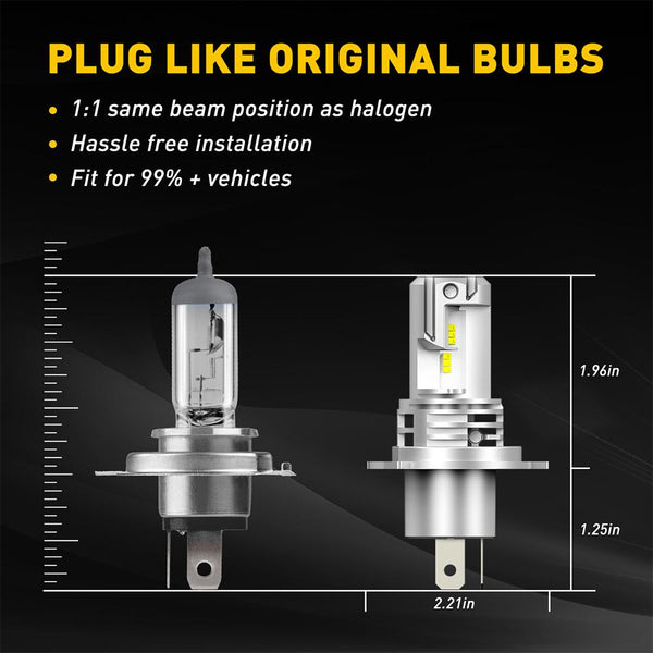 H4 9003 LED Bulb HB2 Headlight Bulbs, 15000LM Per Set 6500K Xenon White for High and Low Beam