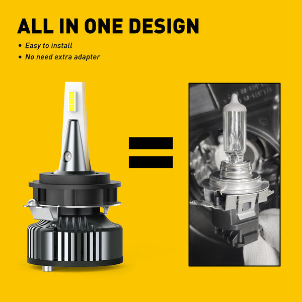 H7 LED Bulbs with Retainer Adapter for VW BMW Mercedes Benz 16000LM 6500K