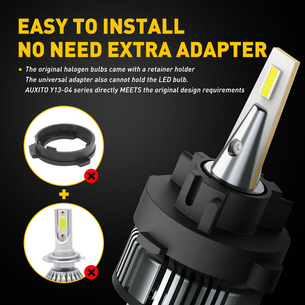 H7 LED Bulbs with Retainer Adapter for VW Polo MK5(2010-2017), Touran(2010-2018) 16000LM 6500K