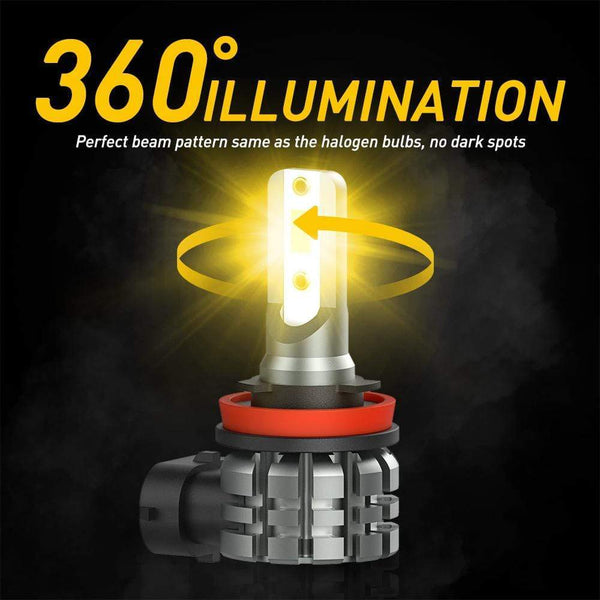 H8 H11 LED Fog Light Bulbs 4000 Lumens with CSP Chipsets Golden Yellow for DRL or Fog Lights Lamp Replacement