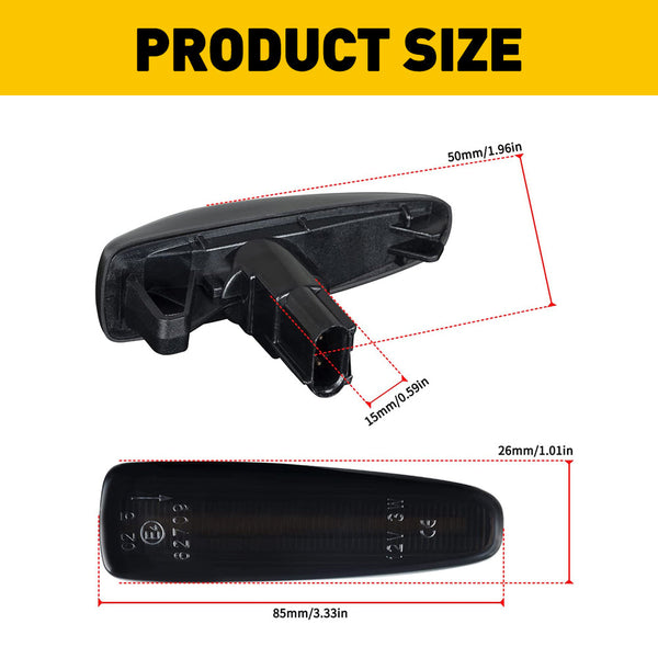LED Front Fender Signal Lights for Mitsubishi Lancer Evolution X Mirage Outlander Sport Smoked Lens