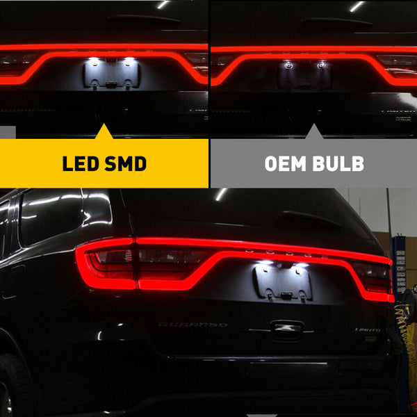 LED License Plate Lights for 14-21 Dodge Durango Models Waterproof License Plate Light Kits Xenon White Light