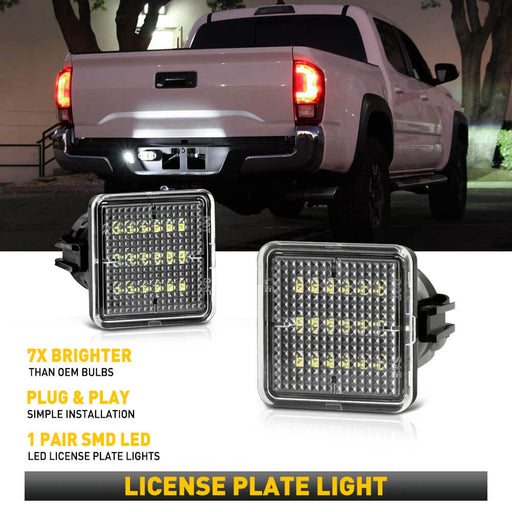 LED License Plate Lights for Toyota Tacoma and Tundra Waterproof License Plate Light Kits Xenon White Light