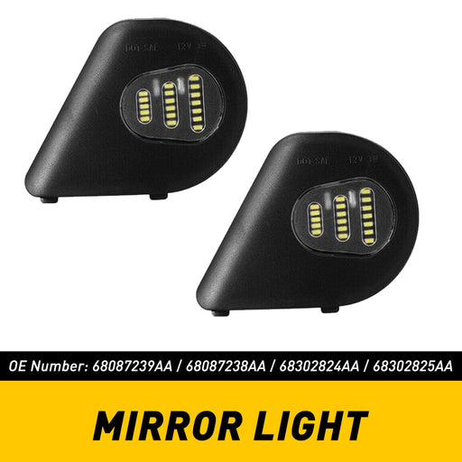 LED Side Mirror Puddle Light Lamps Assembly for 2010-2019 Dodge Ram 1500 2500 3500 4500 5500 Towing Mirror Lights, 6000K Cool White, 2pcs