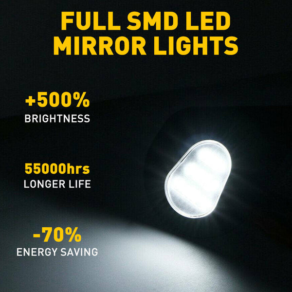 LED Side Mirror Puddle Light Lamps Assembly for 2010-2019 Dodge Ram 1500 2500 3500 4500 5500 Towing Mirror Lights, 6000K Cool White, 2pcs