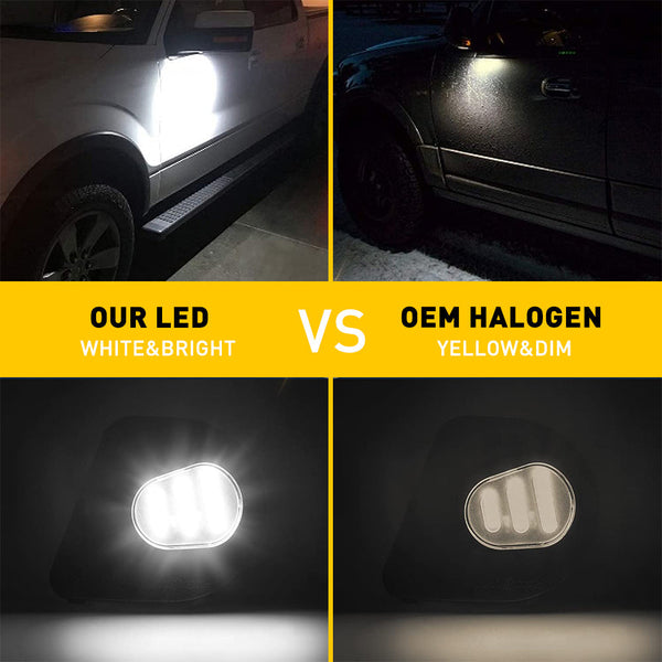 LED Side Mirror Puddle Light Lamps Assembly for 2010-2019 Dodge Ram 1500 2500 3500 4500 5500 Towing Mirror Lights, 6000K Cool White, 2pcs