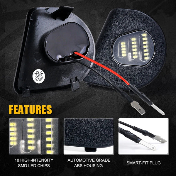 LED Side Mirror Puddle Light Lamps Assembly for 2010-2019 Dodge Ram 1500 2500 3500 4500 5500 Towing Mirror Lights, 6000K Cool White, 2pcs