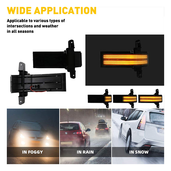 LED White & Dynamic Amber Side Mirror Turn Signal Lights for 14-18 Chevy Silverado GMC Sierra, Smoke Lens