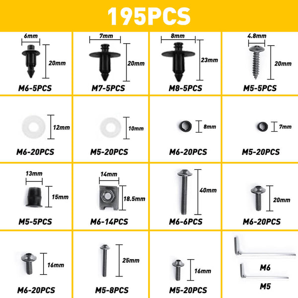 Motorcycle Fairing Nut And Bolt Assortment Kits Fasteners for Universal Motorcycle Mounting Kit