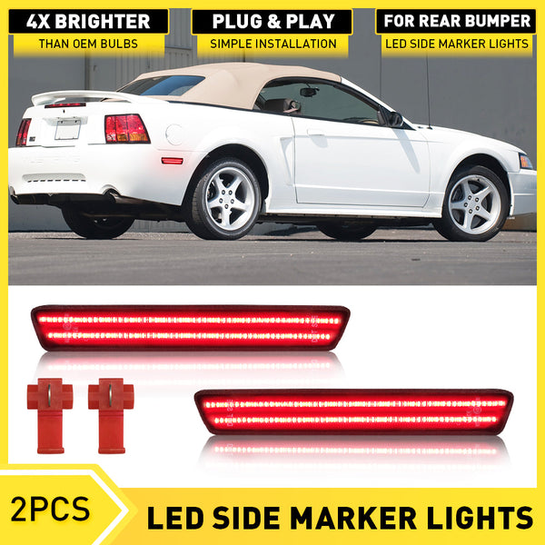 Rear Bumper LED Side Marker Light with Double-Row LED Bead Fit For 99-09 Ford Mustang