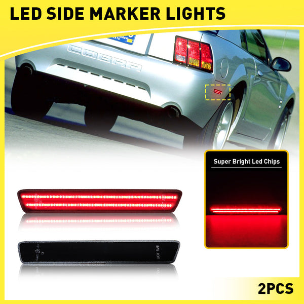 Rear Bumper LED Side Marker Light with Double-Row LED Bead Fit For 99-09 Ford Mustang