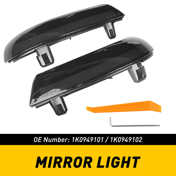 Side Rearview Mirror Smoke Lens Amber LED Turn Signals Marker Light Compatible with VW Jetta Golf 5 MK5 Passat B6 GTI