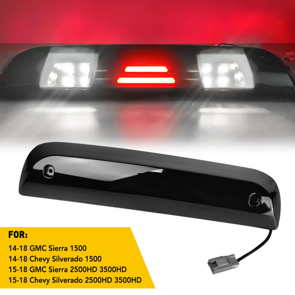 Smoke LED Third 3rd Brake Light for 2014-2018 Chevy Silverado GMC Sierra 1500 2500 3500 HD, Rear Cargo Lamp High Mount Stop light