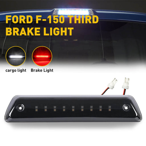 Smoked Shell Lens Red+White Super Bright LED Third Brake Light, Cargo and Brake Light Compatible with 09-14 Ford F150 Models