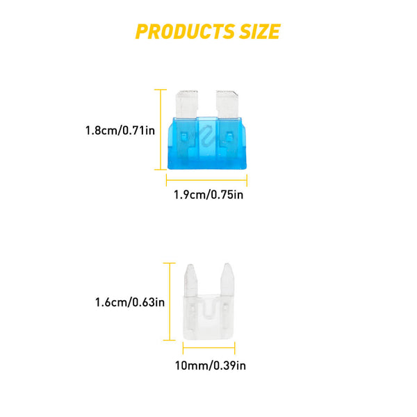 Standard & Mini Size 220 Pieces Car Fuses Assortment Kit, and 12-Way Blade Car Fuse Box with Waterproof Cover (with 24pcs Fuse), Replacement Fuses for Universal Vehicle