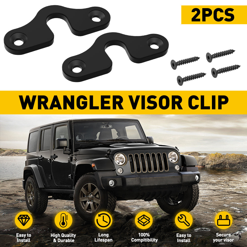 Sun Visor Clips for 2018-2022 Jeep JK, JL, JT Gladiator and Wrangler | Double Screw Design