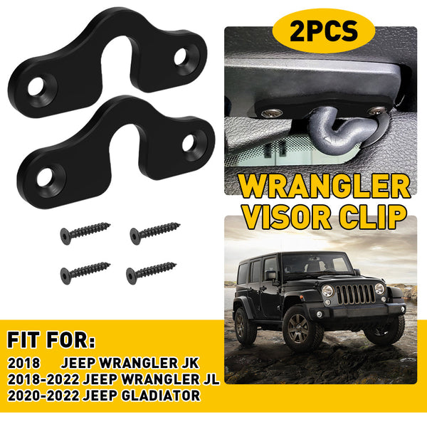 Sun Visor Clips for 2018-2022 Jeep JK, JL, JT Gladiator and Wrangler | Double Screw Design