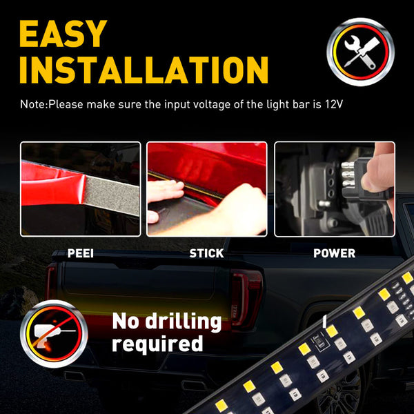 Univeral Triple Row LED Tailgate Light Bar for Trucks(48inch/60inch)