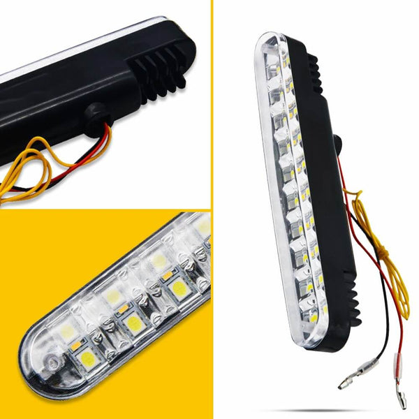Universal LED Daytime Running Lights Kit White Light Turn Signal Amber(30pcs LED Chips)