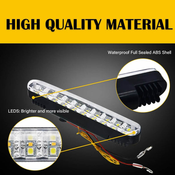 Universal LED Daytime Running Lights Kit White Light Turn Signal Amber(30pcs LED Chips)