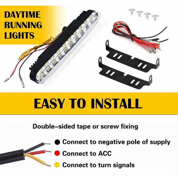 Universal LED Daytime Running Lights Kit White Light Turn Signal Amber(30pcs LED Chips)