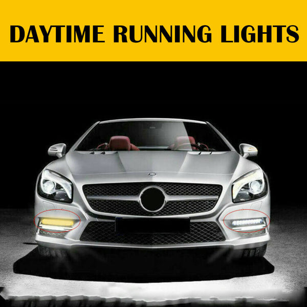 Universal LED Daytime Running Lights Kit White Light Turn Signal Amber(30pcs LED Chips)