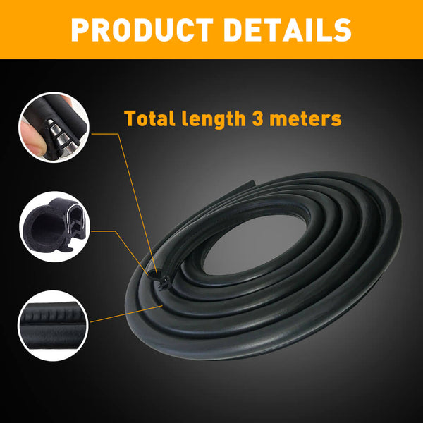 Universal T, U, D-Shaped, and Five-Hole Rubber Car Window Weather Stripping, Car Window Door Engine Cover Noise Insulation