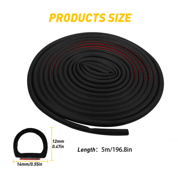 Universal T, U, D-Shaped, and Five-Hole Rubber Car Window Weather Stripping, Car Window Door Engine Cover Noise Insulation