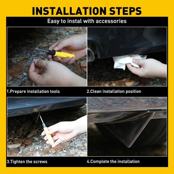 Universal Triangle Rear Bumper Diffuser for Cars,Triangle Type Black/ Carbon Fiber, 4pcs