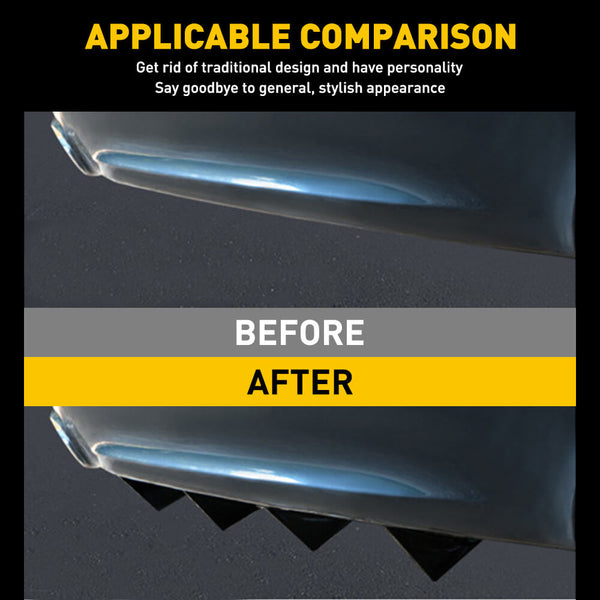 Universal Triangle Rear Bumper Diffuser for Cars,Triangle Type Black/ Carbon Fiber, 4pcs