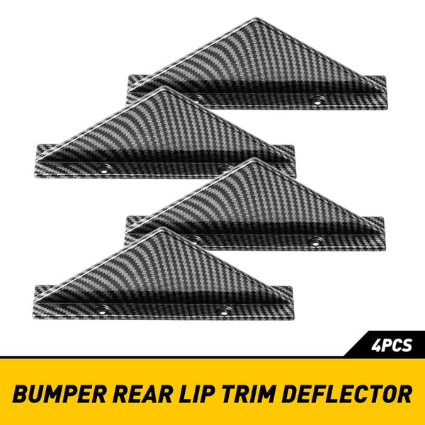 Universal Triangle Rear Bumper Diffuser for Cars,Triangle Type Black/ Carbon Fiber, 4pcs