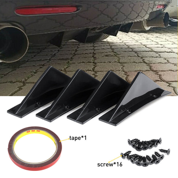 Universal Triangle Rear Bumper Diffuser for Cars,Triangle Type Black/ Carbon Fiber, 4pcs