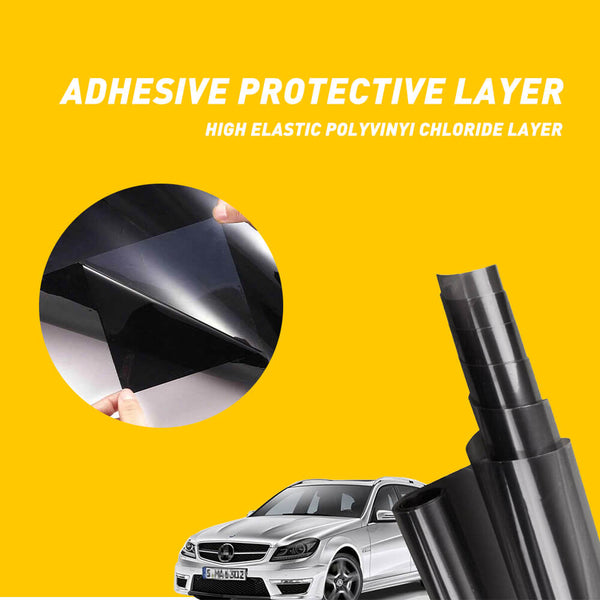 Universal Vinyl Car Light Tint Film for Headlight, Fog Light, Tail Light, Dark Black and Yellow Tint Film Roll Self Adhesive Accessories Parts 12 x 72inch