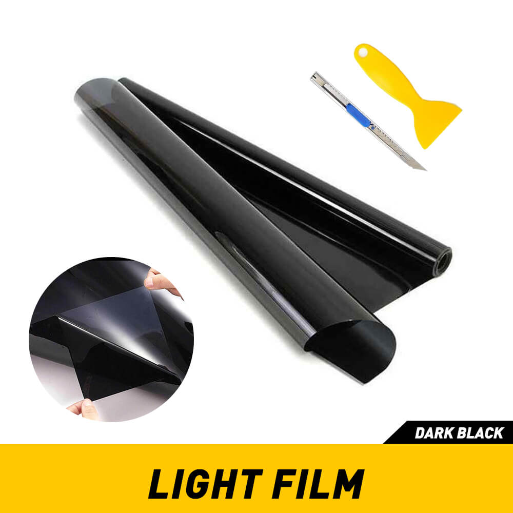 Universal Vinyl Car Light Tint Film for Headlight, Fog Light, Tail Light, Dark Black and Yellow Tint Film Roll Self Adhesive Accessories Parts 12 x 72inch