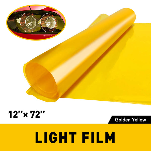 Universal Vinyl Car Light Tint Film for Headlight, Fog Light, Tail Light, Dark Black and Yellow Tint Film Roll Self Adhesive Accessories Parts 12 x 72inch