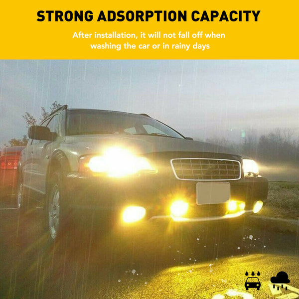 Universal Vinyl Car Light Tint Film for Headlight, Fog Light, Tail Light, Dark Black and Yellow Tint Film Roll Self Adhesive Accessories Parts 12 x 72inch