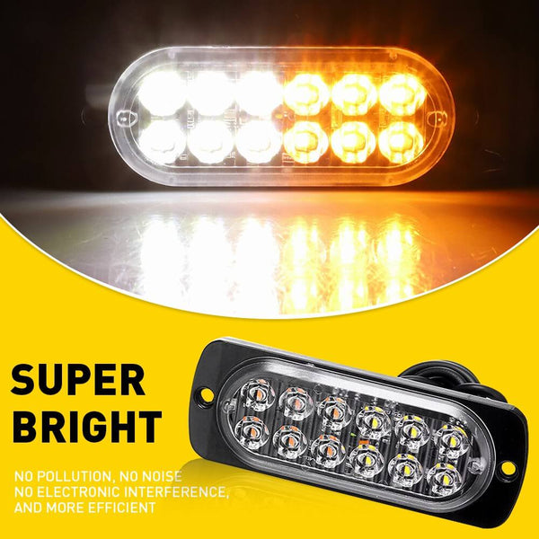 Waterproof 12pcs LED Emergency Strobe Light Bars for Truck Van Off Road Vehicle SUV