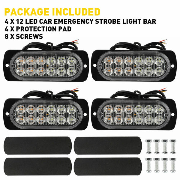 Waterproof 12pcs LED Emergency Strobe Light Bars for Truck Van Off Road Vehicle SUV