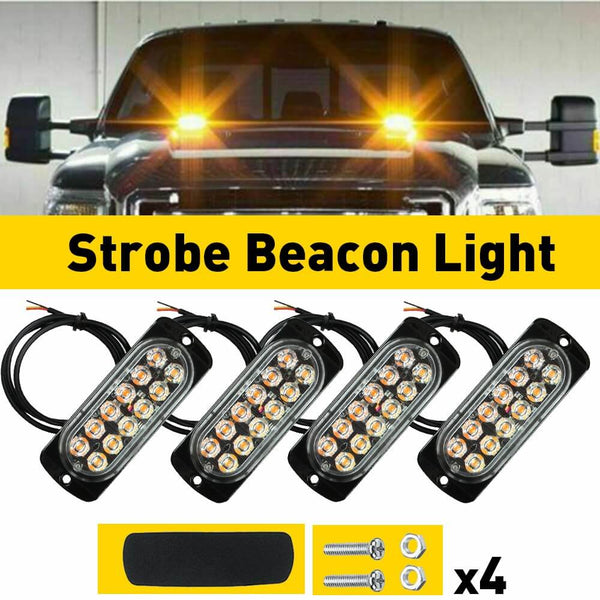 Waterproof 12pcs LED Emergency Strobe Light Bars for Truck Van Off Road Vehicle SUV