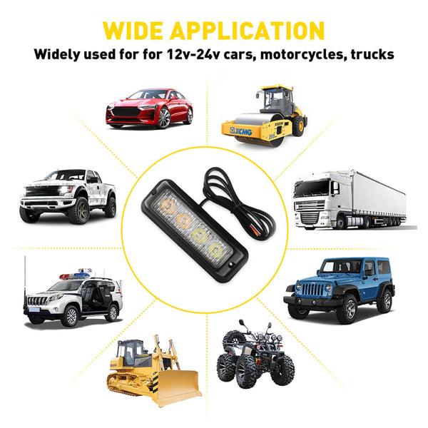 Waterproof 4pcs LED Emergency Strobe Light Bars Amber/white