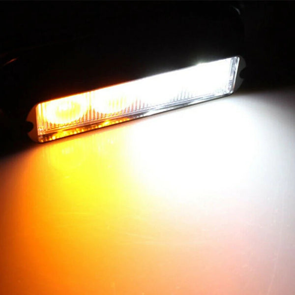 Waterproof 4pcs LED Emergency Strobe Light Bars Amber/white