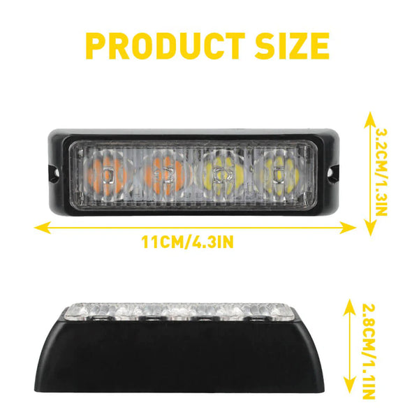 Waterproof 4pcs LED Emergency Strobe Light Bars Amber/white