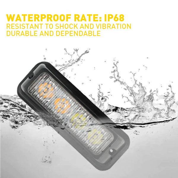 Waterproof 4pcs LED Emergency Strobe Light Bars Amber/white