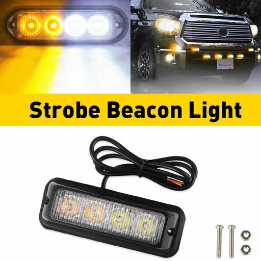 Waterproof 4pcs LED Emergency Strobe Light Bars Amber/white