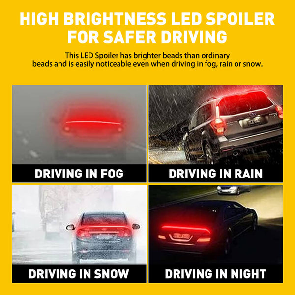 1.18 Meters Carbon Fiber LED Car Tail Brake Light Bar Strip Rear Spoiler Lip Trim