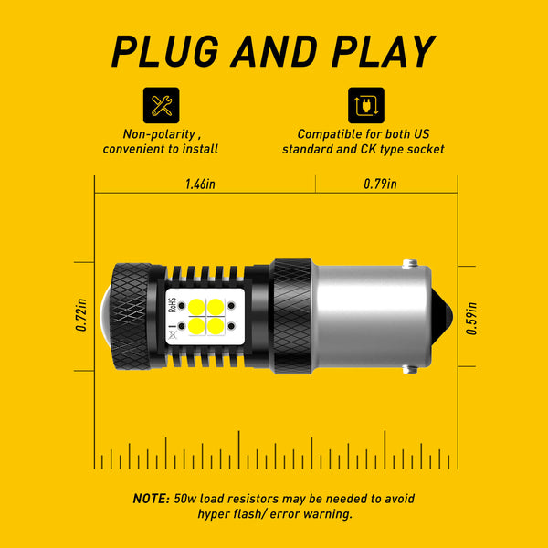 1156 BA15S 7506 LED Bulbs with Projector for Car Tail Lights Reverse Back up Lights, White