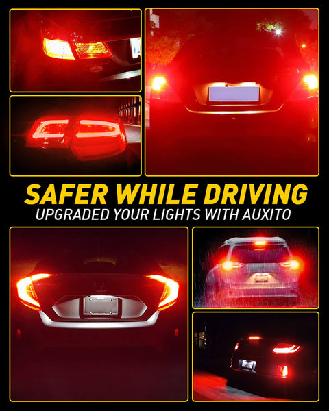 1157 LED Bulbs Red with Built-in Resistor 2057 2357 7528 BAY15D Anti Hyper Flash CANBUS Error Free Brake Lights, Tail Lights, Stop Lights, Turn Signal Lights