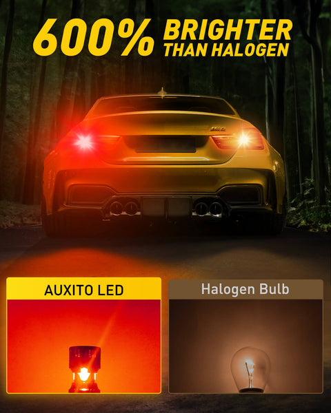 1157 LED Bulbs Red with Built-in Resistor 2057 2357 7528 BAY15D Anti Hyper Flash CANBUS Error Free Brake Lights, Tail Lights, Stop Lights, Turn Signal Lights