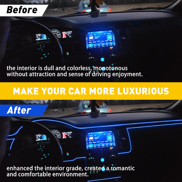 13.1FT Auto Car Interior Atmosphere Wire Strip Light LED Decor Lamp Accessories Controlled by Remote Controller