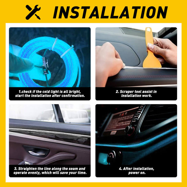 16.4FT Ice Blue Auto Car Interior Atmosphere Wire Strip Light LED Decor Lamp Accessories